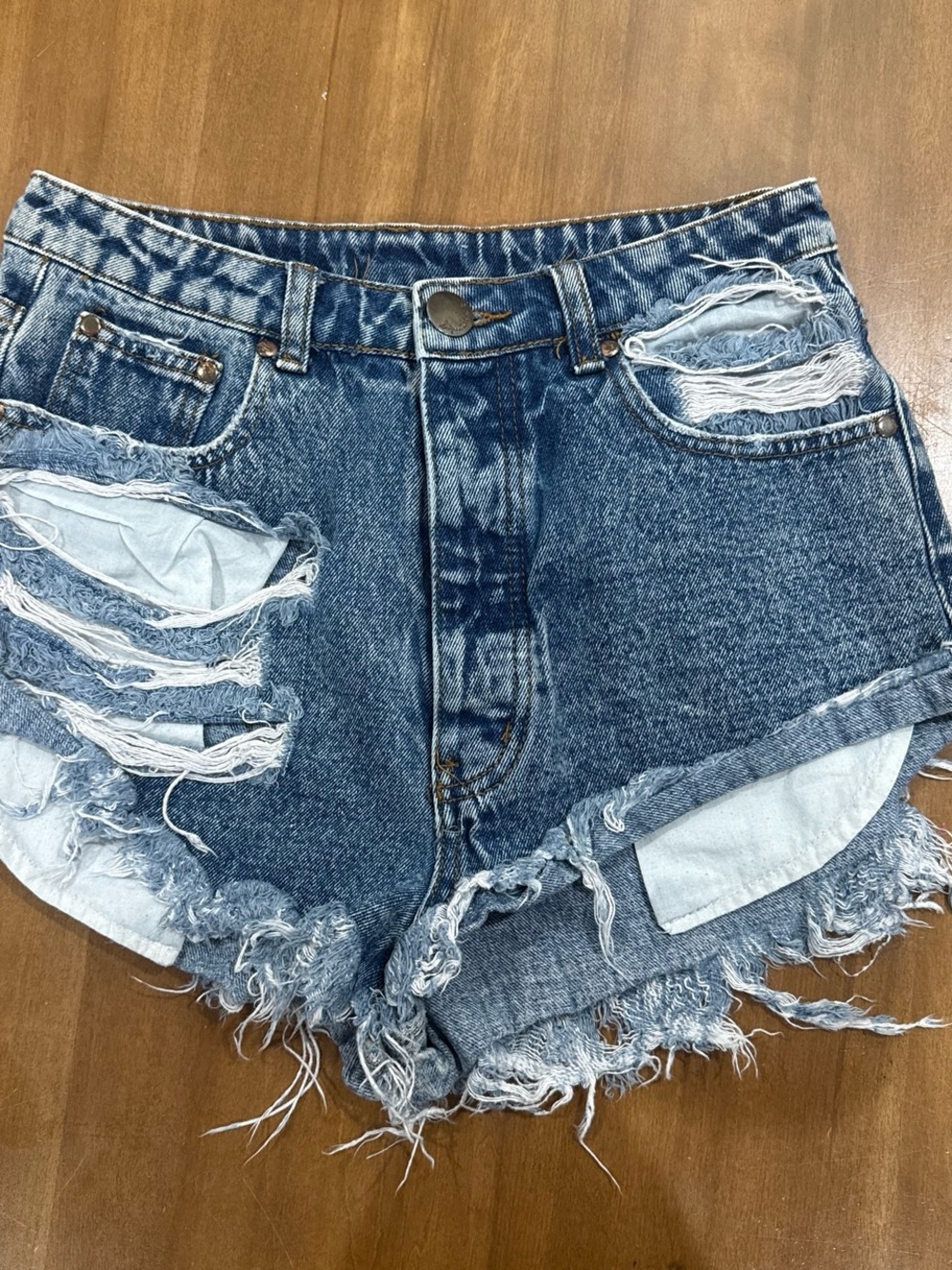 Denim Distressed High-Rise Women’s Shorts - Blue